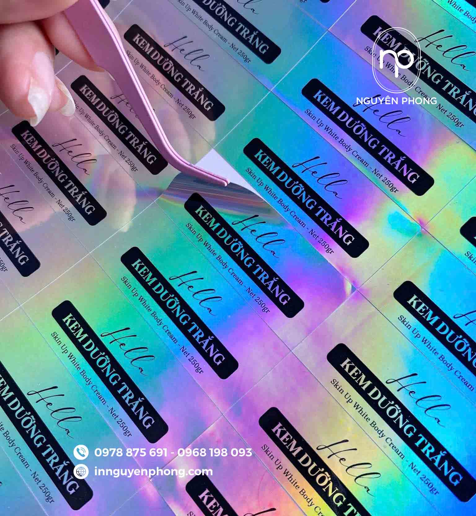 Mẫu tem 7 màu dán mỹ phẩm